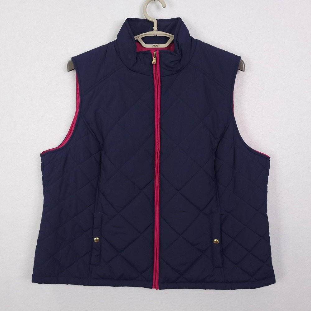 Lauren Ralph Lauren Womens Quilted Vest Plus 2X  Blue Padded Full Zip